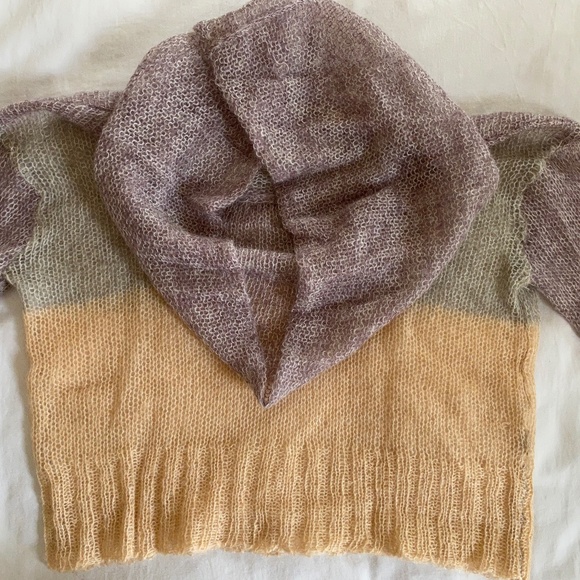 Knitted & Knotted Anthropologie Mohair Blend Open Knit Cowl Neck Sweater - Picture 7 of 11